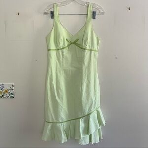 Vintage green bow detailed dress